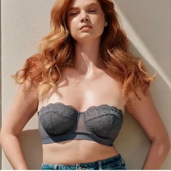 Lively Lace Strapless Convertible Bra Gray 34C - Picture 2 of 8